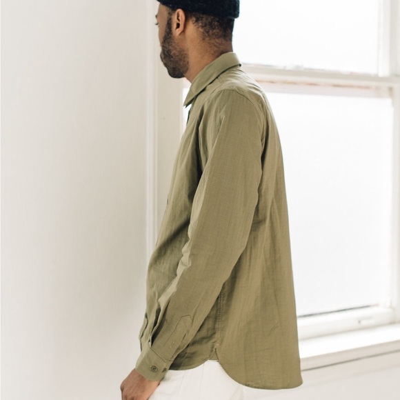 Norse Projects Hans Double Layer Cotton button down shirt in Green - Picture 7 of 9